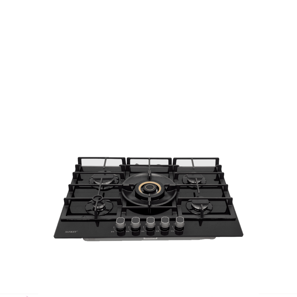 Sankey | Tope De Cocina A Gas | 5 Hornillas | Vidrio Templado | 30 Pulgadas| (GSH793BLG)