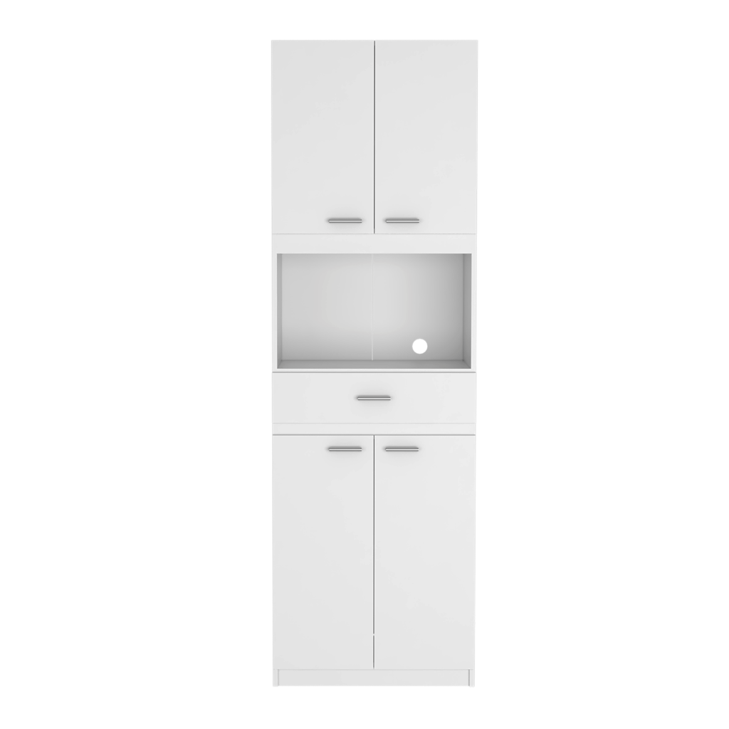 RTA | Mueble Para Microondas Bau | Cuatro Puertas Abatibles  | Un Cajon  | Blanco Marqueza