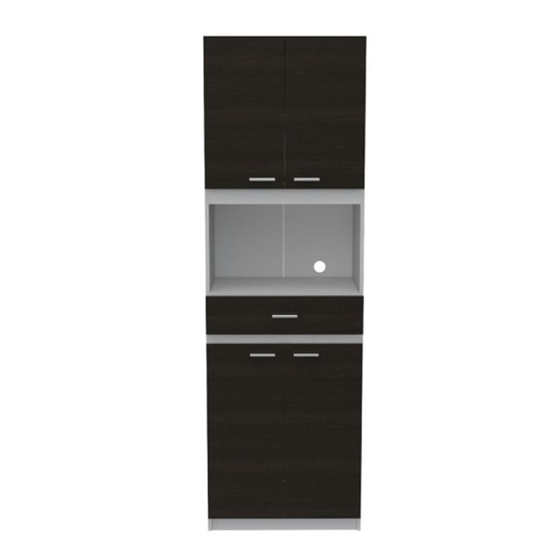 RTA | Mueble Para Microondas Bau | Cuatro Puertas Abatibles  | Un Cajon  | Blanco y Wengue