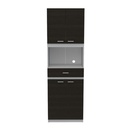 RTA | Mueble Para Microondas Bau | Cuatro Puertas Abatibles  | Un Cajon  | Blanco y Wengue