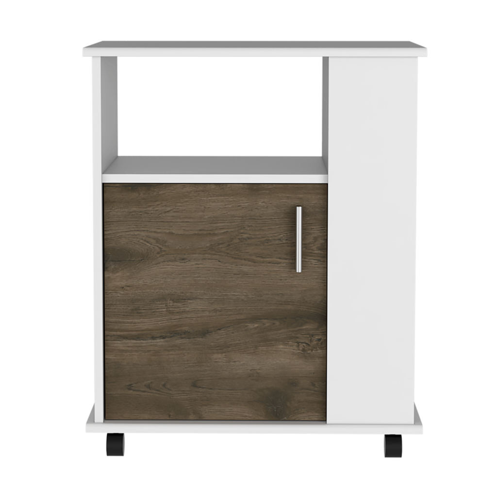 RTA | Mueble Para Microondas Bajo Kit | Una Puerta Batiente  | Blanco Marqueza y Bellota