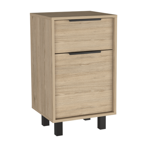 [rta-mesa-de-noche-kaia-una-puerta-batiente-un-cajon-rovere-y-blanco-marqueza] RTA | Mesa De Noche Kaia | Una Puerta Batiente | Un Cajon | Rovere y Blanco Marqueza