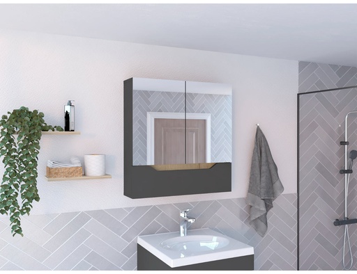[rta-organizador-de-baño-laurent-con-espejo-plomo-y-duna] RTA | Organizador de Baño Laurent | Con Espejo | Plomo y Duna