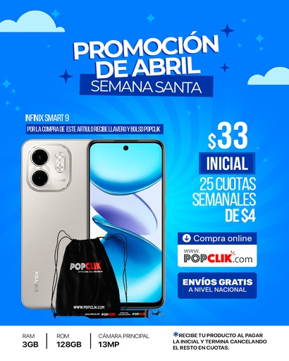[Tecno-Smart-9-3-GB-128-GB-celulares] Infinix Smart 9 (3GB + 128GB)
